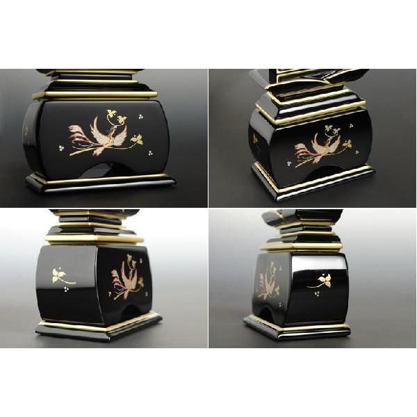 モダン位牌【蒔絵位牌 優雅・鳳凰なでしこ　3.0寸】国産金粉・金箔 上塗り位牌 送料無料_1