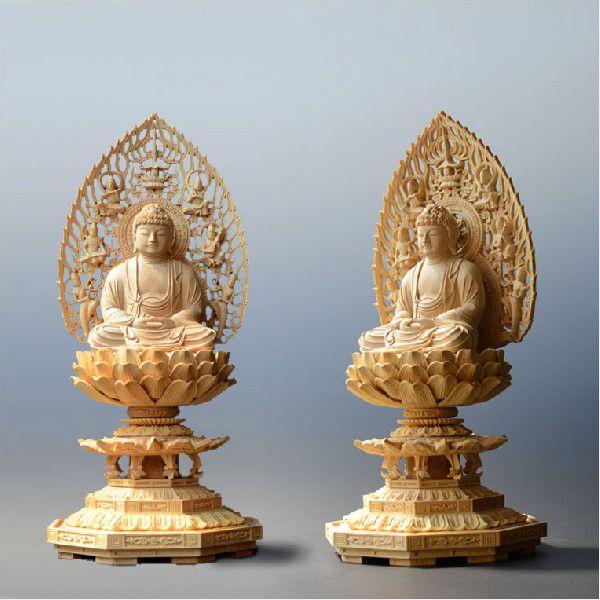 受注生産品（納期３ヶ月）仏像【総柘植材・八角飛天光背仏像：釈迦如来2.0寸】曹洞宗 臨済宗 禅宗 仏壇用御本尊 送料無料_1