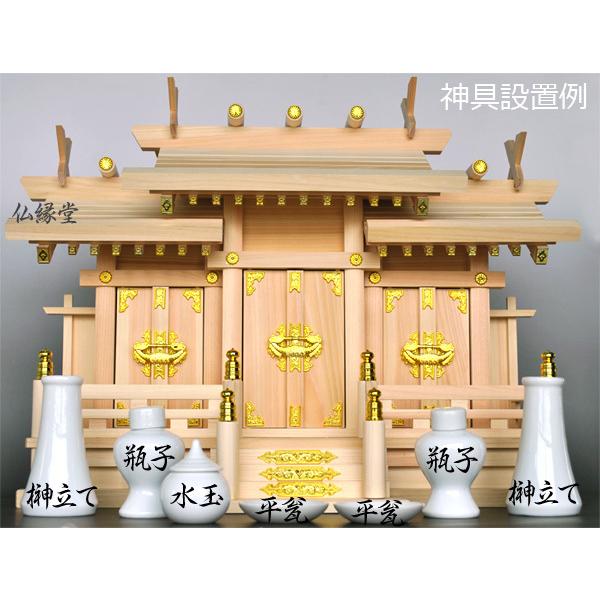 神具白陶器神具7点セット：サイズミニ神棚 祖霊舎 神徒壇 御霊舎