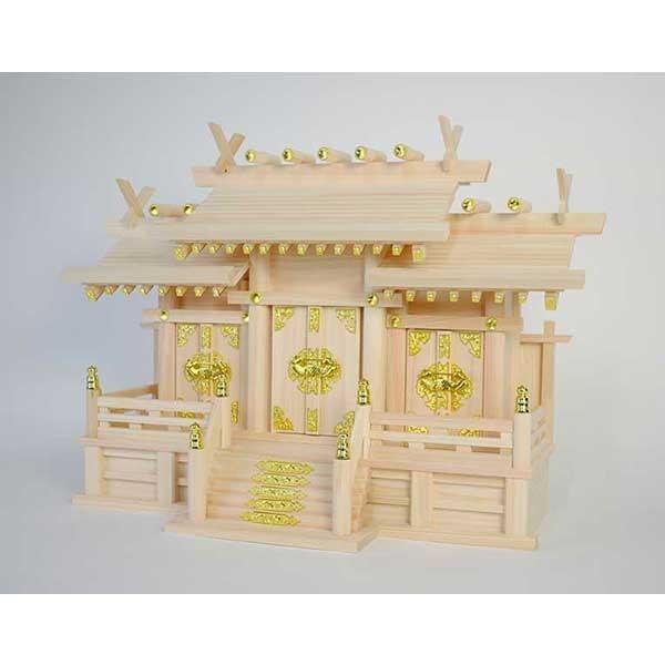 神具付 国産高級屋根違い三社宮・高級桧(飛鳥)サイズ中+神具 神具付 国産高級屋根違い三社宮・高級桧(飛鳥)サイズ中+神具