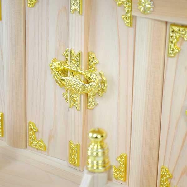 神具付き 国産高級神棚屋根通し三社宮・高級桧(羽衣)サイズ中 神具付き 国産高級神棚屋根通し三社宮・高級桧(羽衣)サイズ中