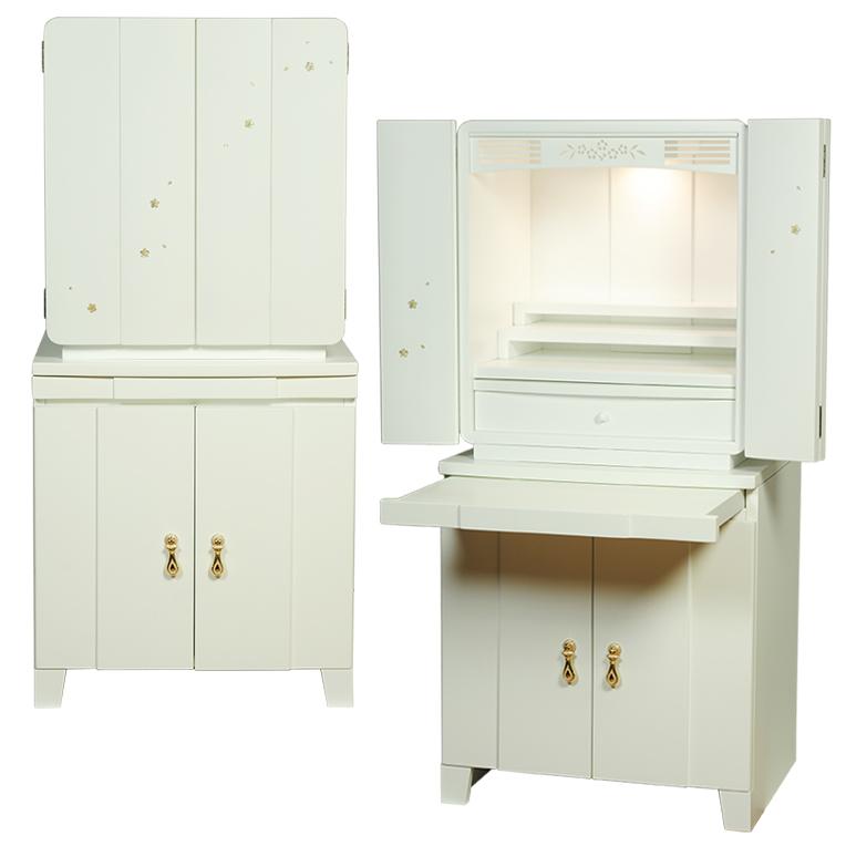 入荷未定)仏壇+仏壇台上下セット【彩音18号+風雅】白 入荷未定)仏壇+仏壇台上下セット【彩音18号+風雅】白