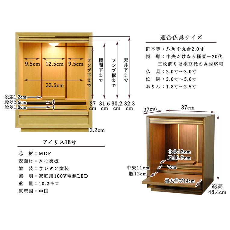 入荷未定）【大蓮セット】仏具込み・オープン型仏壇【アイリス18号