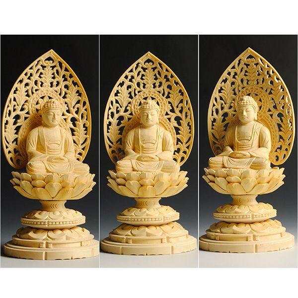 仏像 高級上彫り・曹洞宗・臨済宗釈迦如来・檜丸台唐草光背・2.5寸