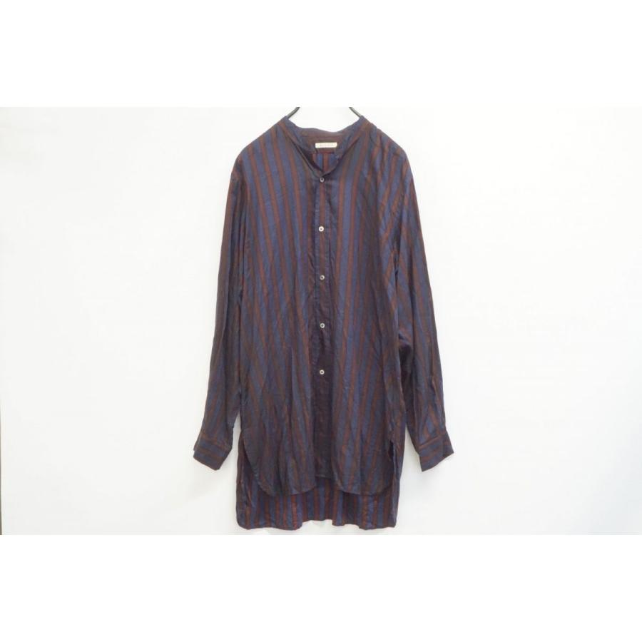 ユーゲン 3(約L) テンセルストライプ バンドカラー シャツ shirt 077 