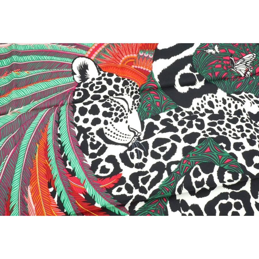 エルメス カレ90 大判 スカーフ シルク100% Jaguar Quetzal ジャガー 