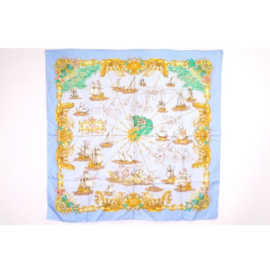 HERMES カレ90『VOILES DE LUMIERE』光の帆船 青×赤