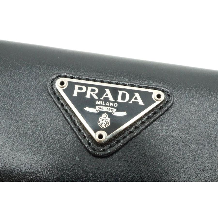 プラダ キーケース キーホルダー 6連 三角ロゴプレート Unisex レザー 黒 ブラック PRADA 8498k｜buy-crazy-y-shop｜03