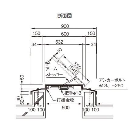 杉田エース　SUS角屋根マンホール 1-500　ステンレス後付け５００角｜buy-more｜03