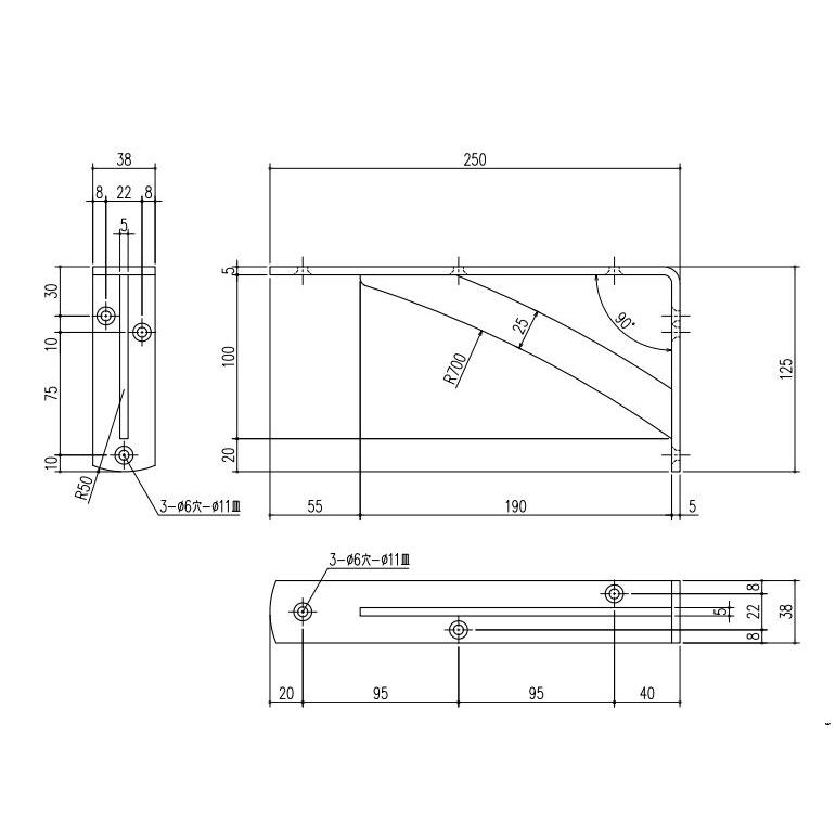 杉田エース カウンターブラケット 棚受けLS-731 125x250 杉田エース カウンターブラケット 棚受けLS-731 125x250