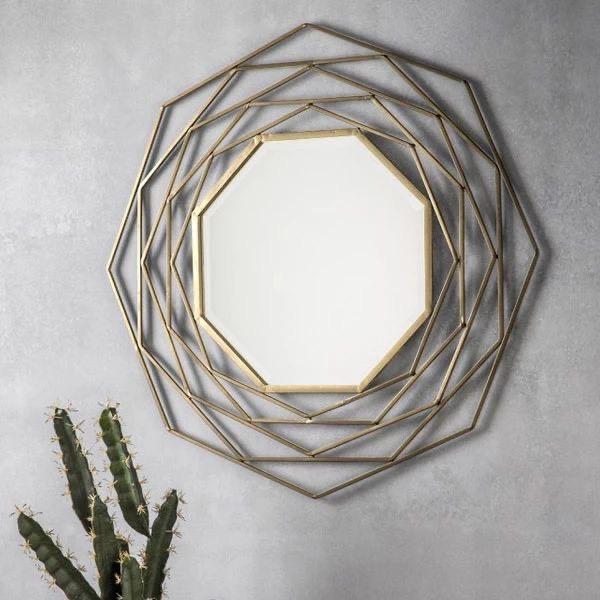 ウォールミラー 国内限定20台 Sun&Moon mirror 鏡 直径91cm 厚さ5cm 八角形  壁掛け YCEV18261 Luxury Stage | 