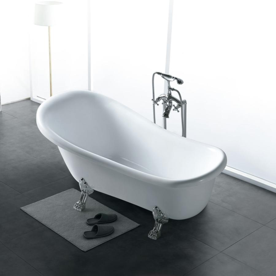 猫足 ジャグジー バスタブ 1200×750×750mm シルバー 楕円 丸 浴槽 おしゃれ ラグジュアリー ホテルライク DIY シンプル 白 ホワイト 海外 ラグジュアリー | 