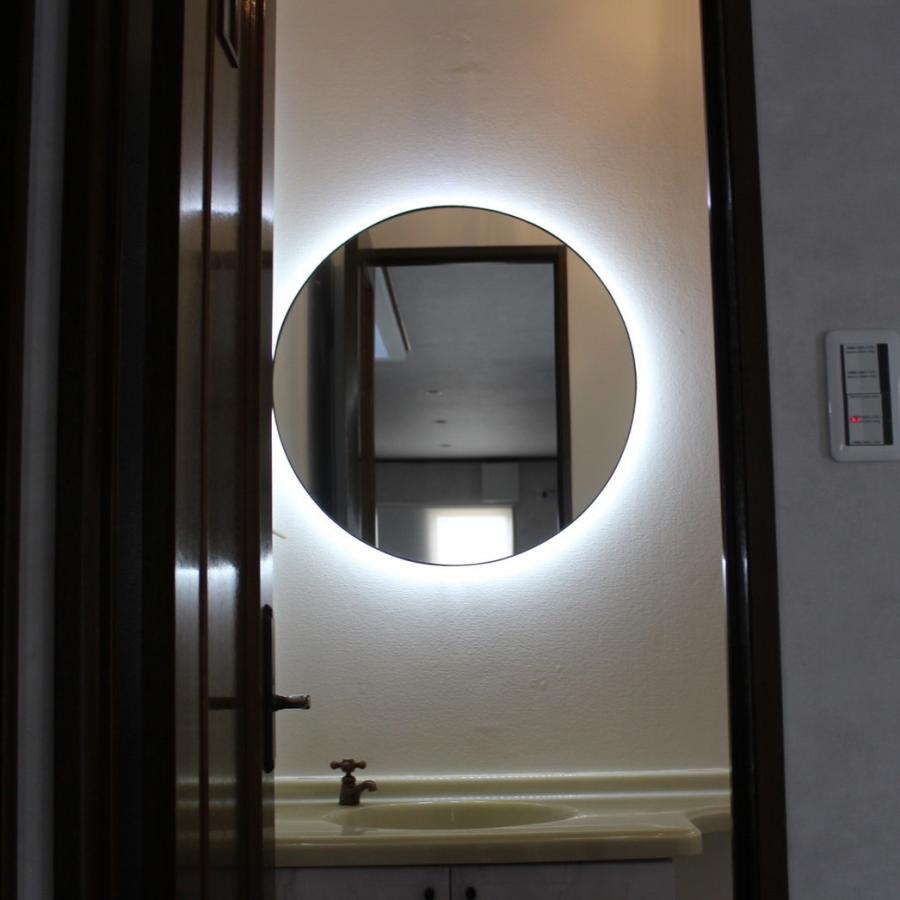 ミラー 丸型LED照明付き鏡 直径50cm 壁掛け 鏡 洗面ミラー 洗面台 浴室