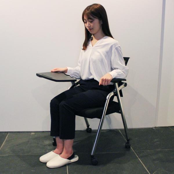 メモ台付きスタッキングチェア オフィスチェア 机付き 積み重ねOK 椅子 イス  スタッキングチェア 折りたたみチェア メモ キャスター付き |  | 04