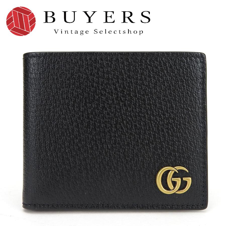 【中古】 グッチ 札入れ 428726 GGマーモント レザー ブラック ゴールド金具 カードケース 二つ折り シンプル レディース メンズ GUCCI GUCCI（グッチ） 中古 札入れ 428726 GGマーモント レザー ブラック