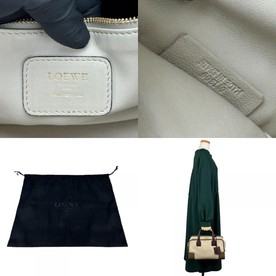 LOEWE 中古 ロエベ ハンドバッグ アマソナ28 011309 レザー ベージュ 