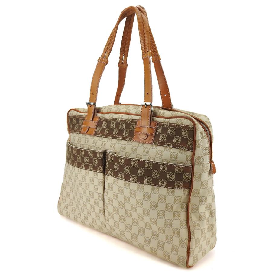LOEWE（ロエベ） 中古 トートバッグ アナグラム キャンバス レザー