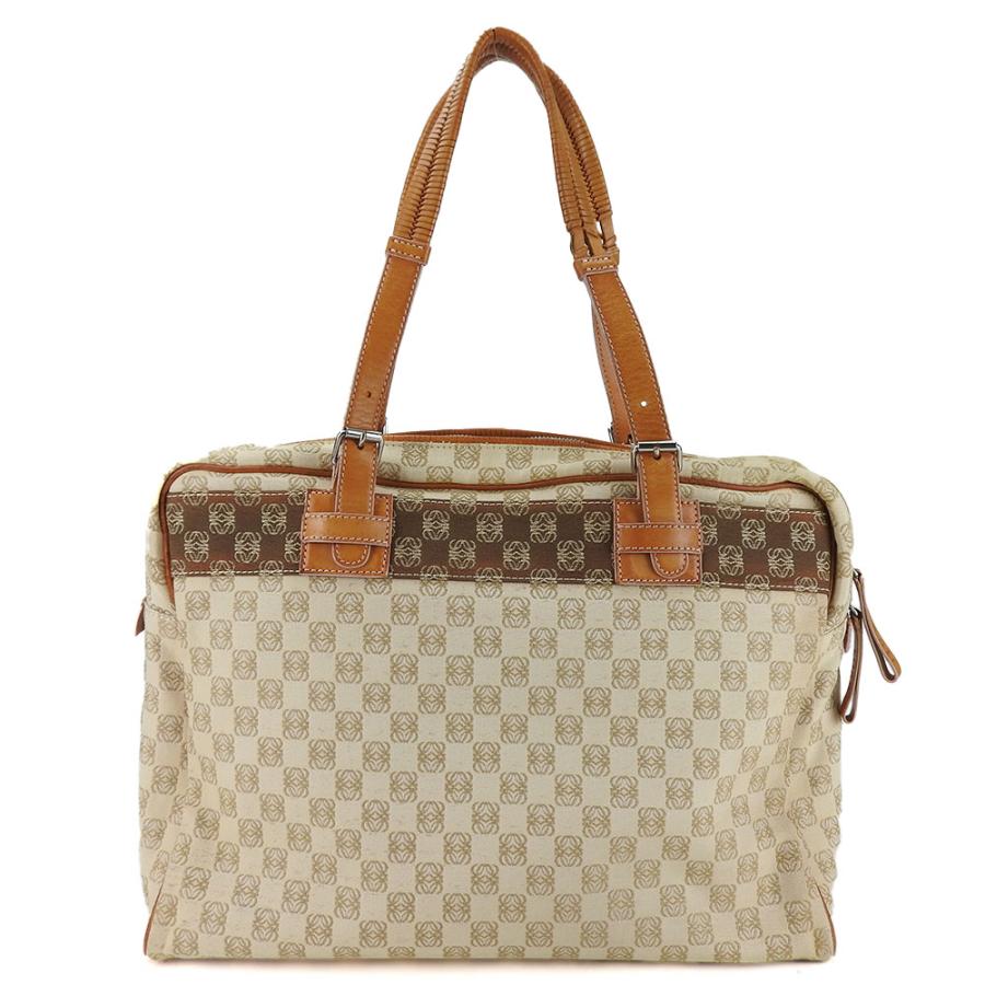LOEWE（ロエベ） 中古 トートバッグ アナグラム キャンバス レザー