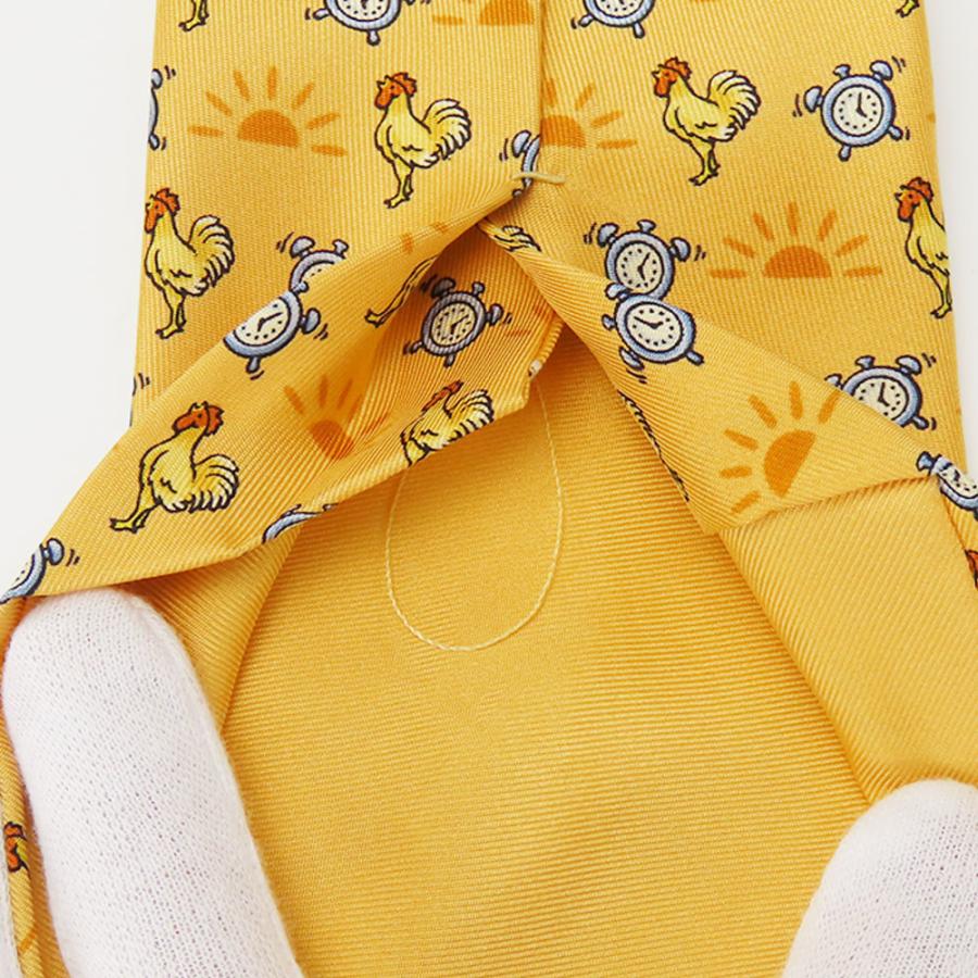HERMES（エルメス） 中古 ネクタイ ニワトリ シルク オレンジ ユニーク