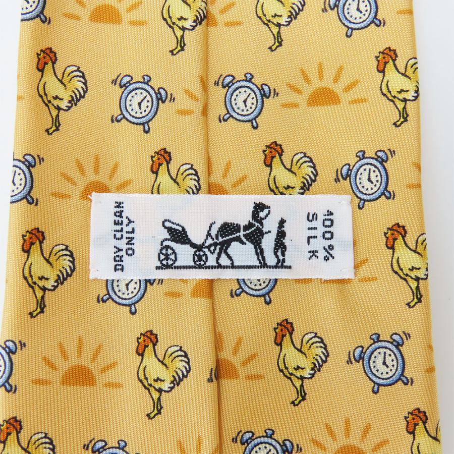 HERMES（エルメス） 中古 ネクタイ ニワトリ シルク オレンジ ユニーク