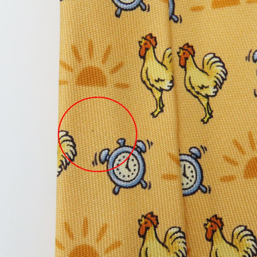 HERMES（エルメス） 中古 ネクタイ ニワトリ シルク オレンジ ユニーク