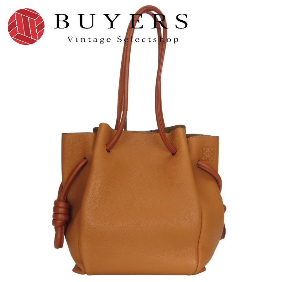 LOEWE（ロエベ） 中古 トートバッグ フラメンコノット レザー キャメル 