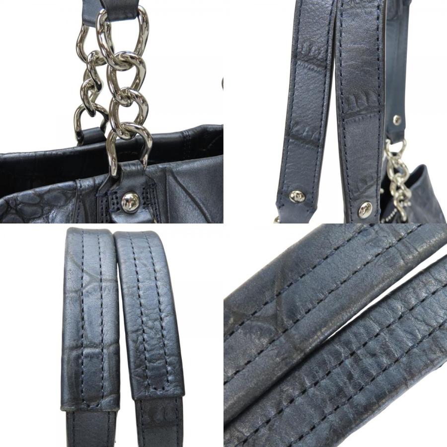コーチショルダーバッグ COACH（コーチ） 中古 トートバッグ F17661 レザー ネイビーグレー系