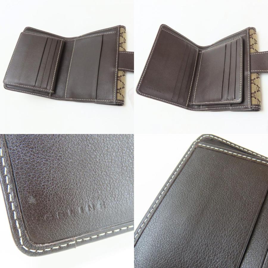 【ほぼ未使用】セリーヌ マカダム ブラゾン レザー 二つ折り 財布 ブラック CELINE セリーヌ マカダム 財布 ベージュ ブラゾン レザー 二つ折り