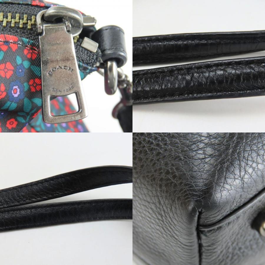 中古 コーチ トートバッグ F59433 サッチェル ランチ フローラル ナイロン レザー ブラック レッド グリーン 2WAY 斜め掛け ショルダー 小花柄 カジュアル レディース 女性 COACH COACH（コーチ） 中古 トートバッグ F59433 フローラル ナイロン