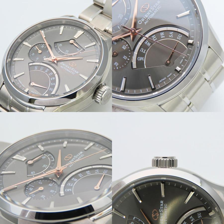 中古 オリエント 腕時計 ORIENT STAR 40A5-UAA0 レトログラード ステンレススチール シルバー 文字盤ブラック パワーリザーブ デイデイトの画像