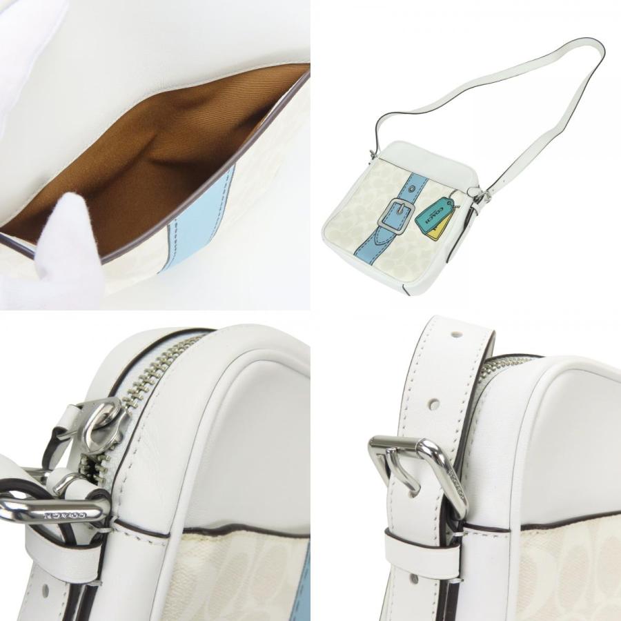 中古 美品 コーチ ショルダーバッグ ハドソン CH200 シグネチャー PVC レザー ホワイト 斜め掛け トロンプルイユ プリント レディース 女性_8