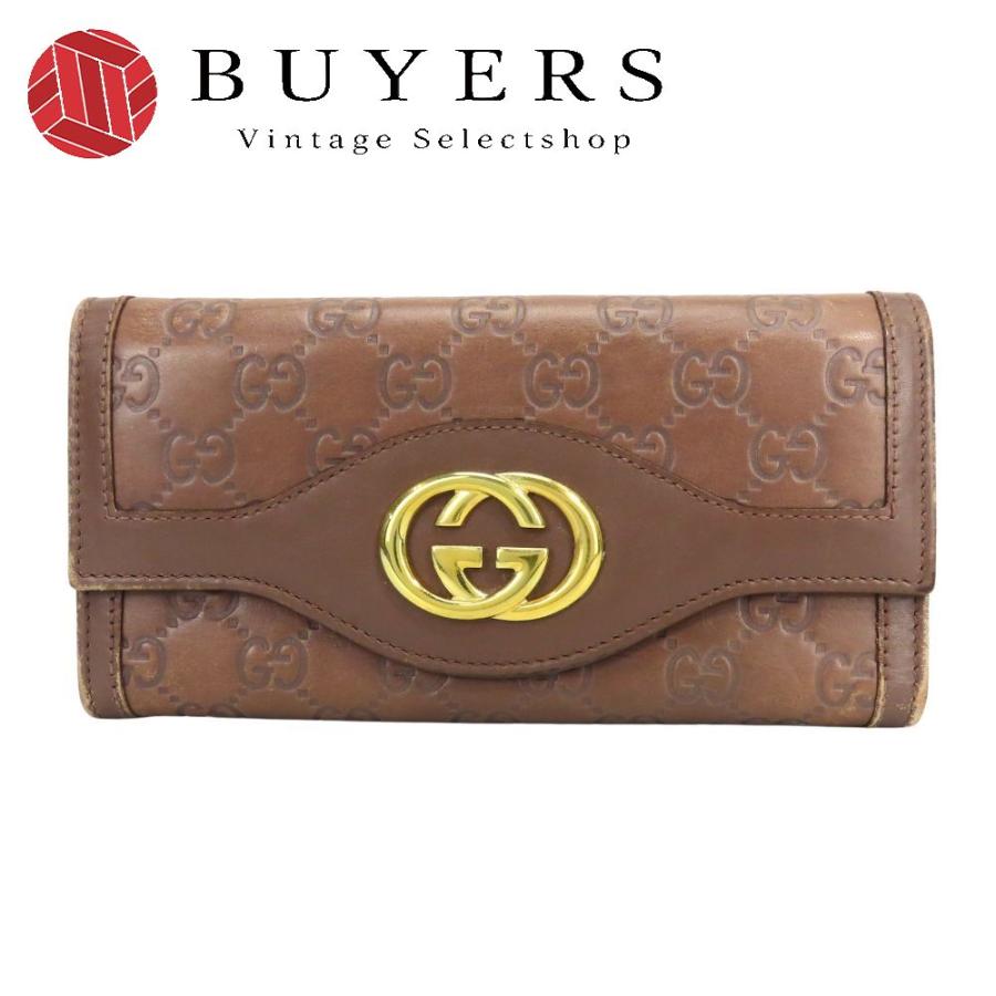 【中古】 グッチ 長財布（かぶせ蓋） インターロッキグG 282431 シマレザー ブラウン ゴールド金具 二つ折り カジュアル 小物 レディース 女性 GUCCI GUCCI（グッチ） 中古 長財布（かぶせ蓋） インターロッキグG 282431