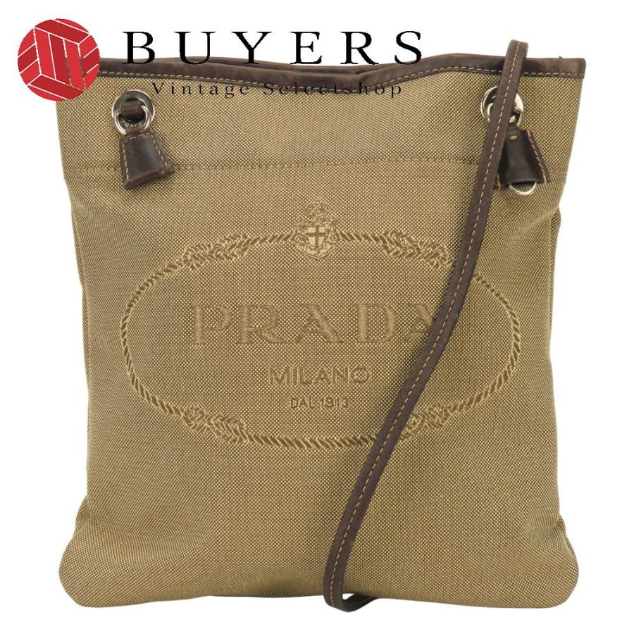 PRADA（プラダ） 中古 ショルダーバッグ キャンバス レザー ベージュ 