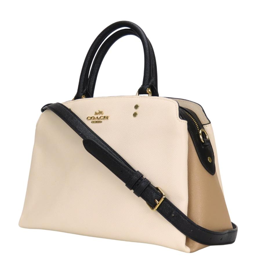 COACH コーチ　レザー　2WAY ハンドバッグ　ショルダーバッグ COACH（コーチ） 中古 ハンドバッグ 91162 レザー アイボリー ブラック
