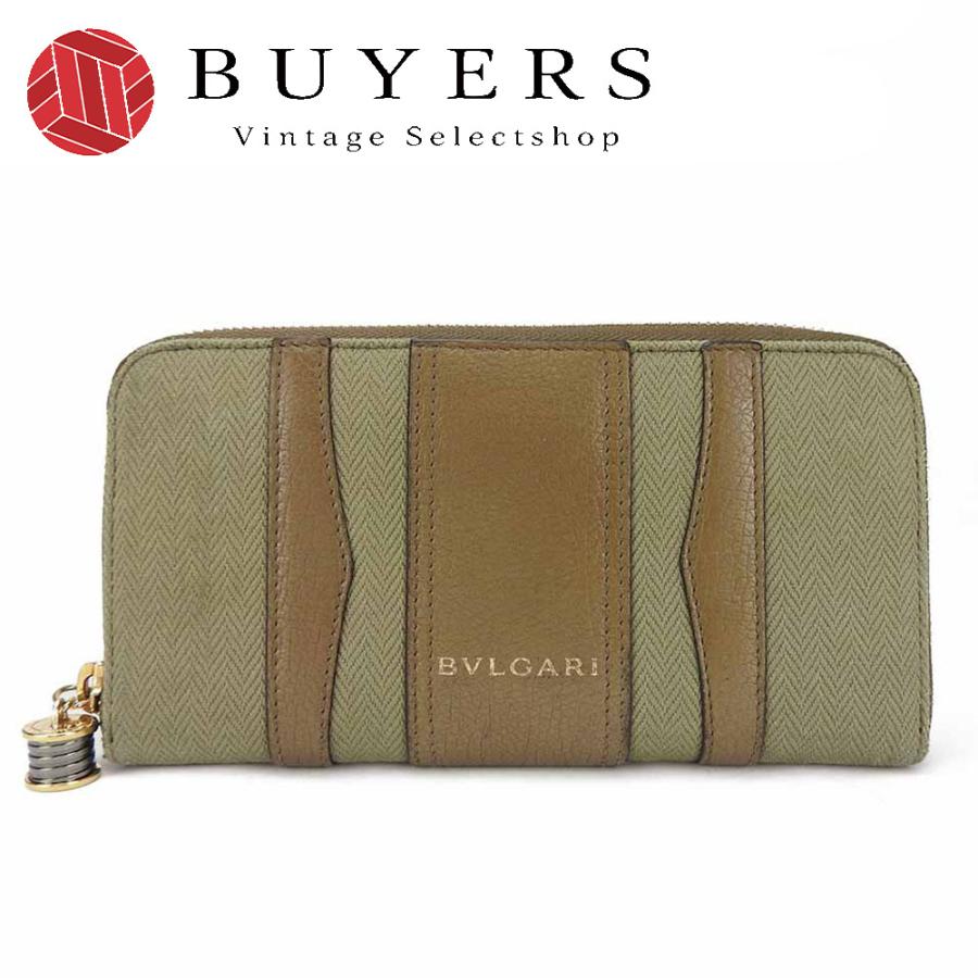 【BVLGARI(ブルガリ) 長財布 ビーゼロワン ブラウン レザー】 BVLGARI（ブルガリ） 中古 長財布 B-zero1 キャンバス レザー ブラウン