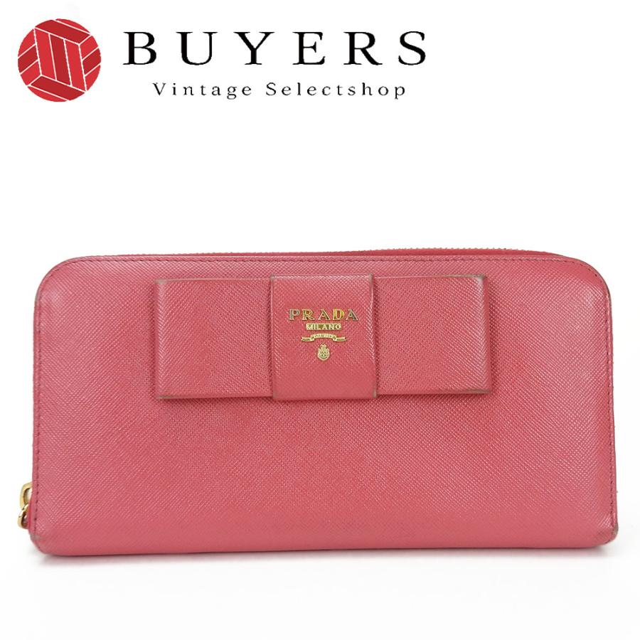 PRADA（プラダ） 中古 長財布 サフィアーノ ピンク PEONIA ゴールド 