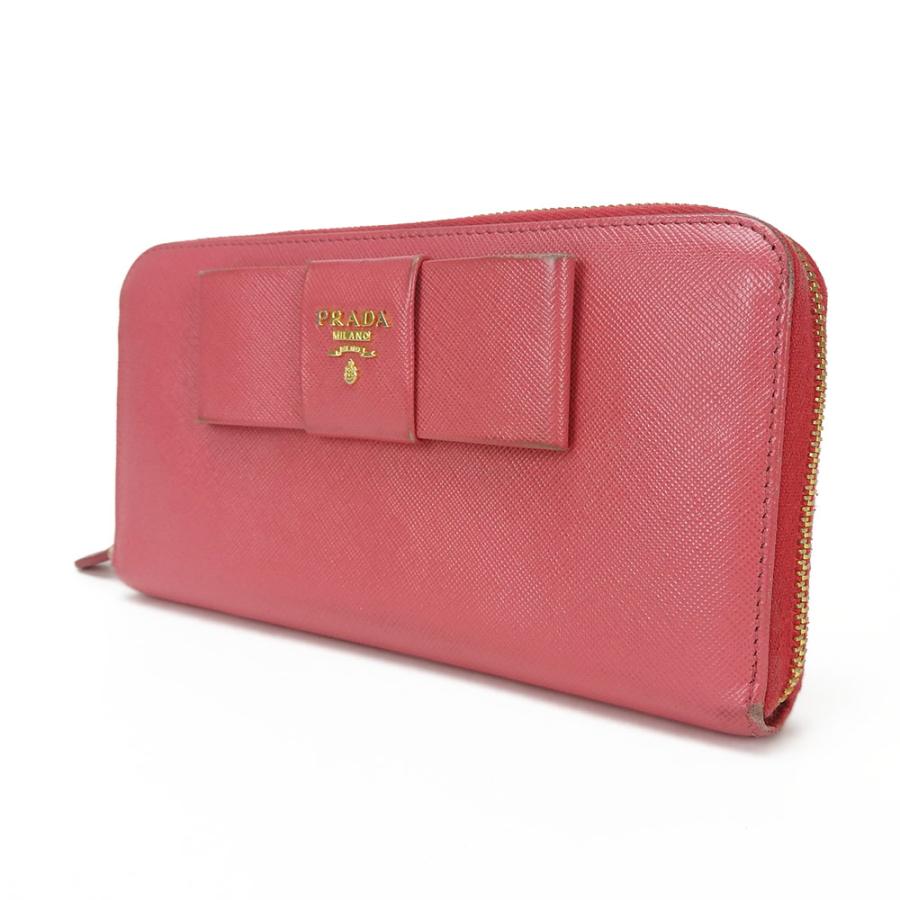 PRADA 長財布 ゴールド×ピンク PRADA（プラダ） 中古 長財布 サフィアーノ ピンク PEONIA ゴールド