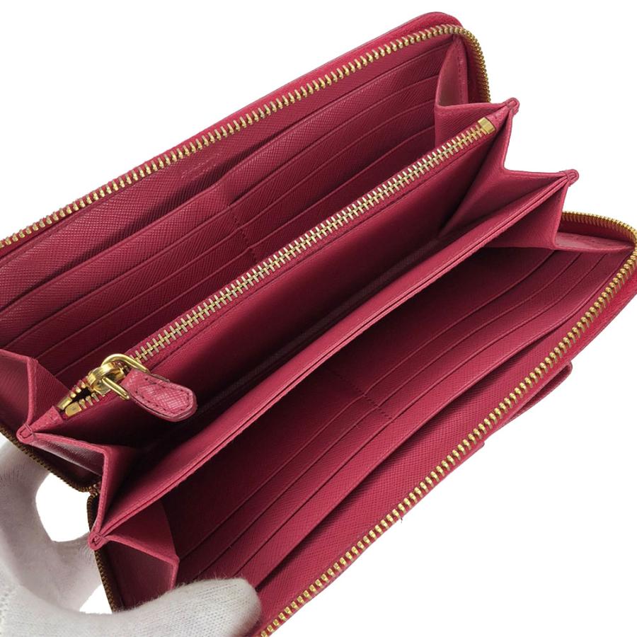 PRADA 長財布 ゴールド×ピンク PRADA（プラダ） 中古 長財布 サフィアーノ ピンク PEONIA ゴールド