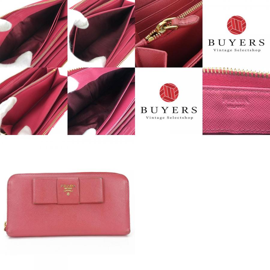 PRADA 長財布 ゴールド×ピンク PRADA（プラダ） 中古 長財布 サフィアーノ ピンク PEONIA ゴールド