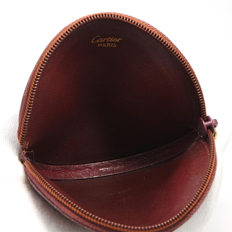 カルティエ マストライン ラウンド ケース レザー ボルドー 金色金具 Cartier（カルティエ） 中古 コインケース マストドゥ ラウンド マスト