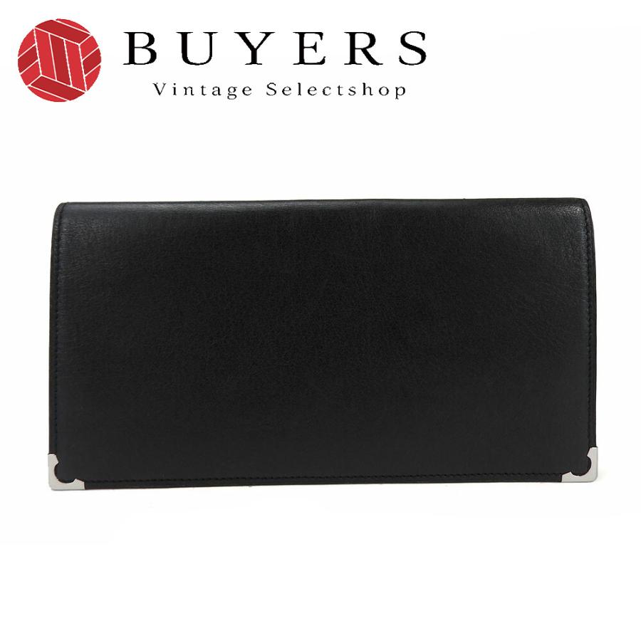 Cartier 中古 カルティエ 長財布 カボションライン レザー ブラック  