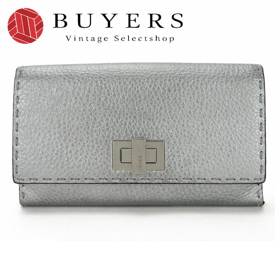 FENDI 中古 フェンディ 長財布 8M0308 セレリア レザー シルバー  
