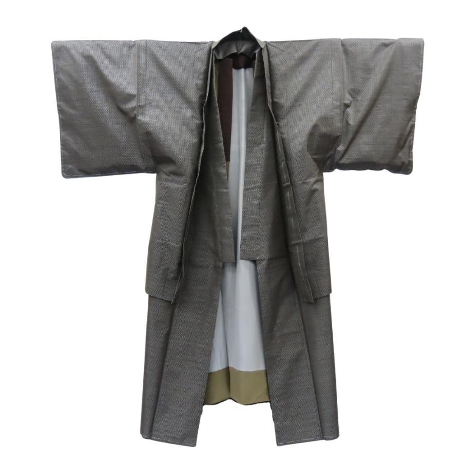 中古 着物セット 男着物 大島紬 アンサンブル 正絹 着丈約89cm 裄丈約