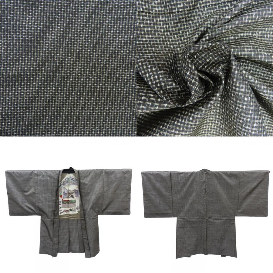 中古 着物セット 男着物 大島紬 アンサンブル 正絹 着丈約89cm 裄丈約