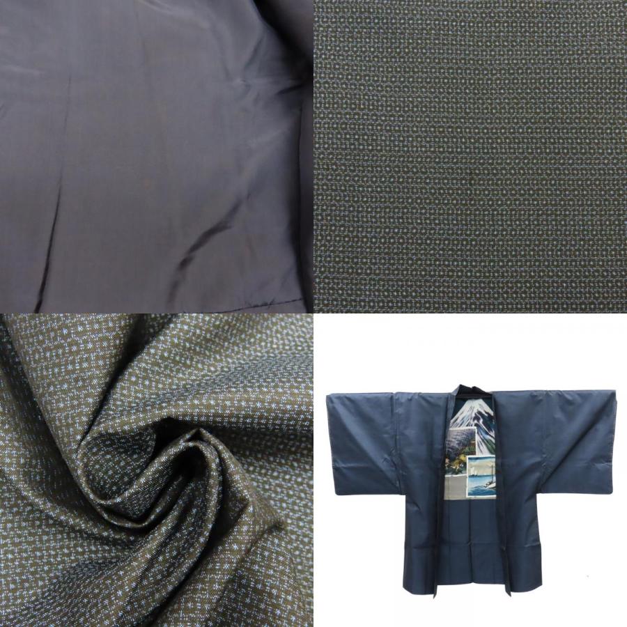 中古 着物セット 男着物 紬 アンサンブル 正絹 着丈約92cm 裄丈約68.5
