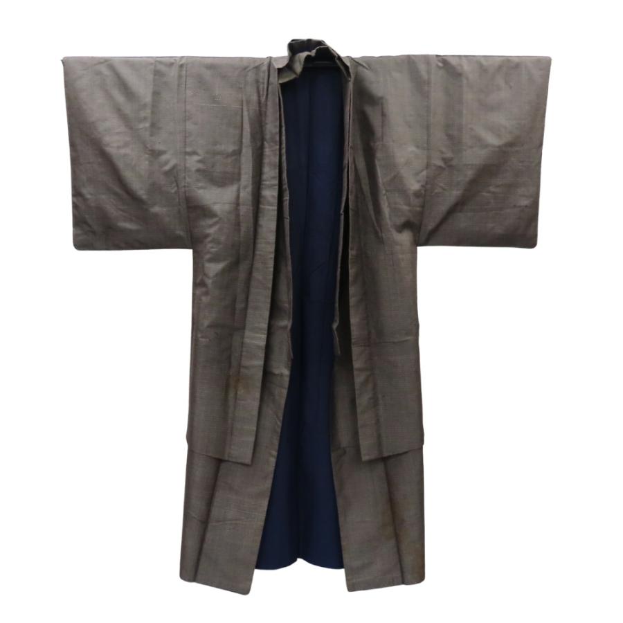 中古 着物セット 紬 アンサンブル 正絹 着丈約104.5cm 裄丈約66.5cm
