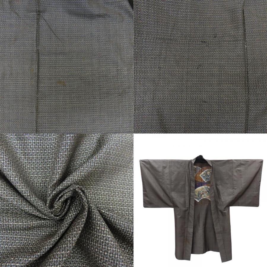 中古 着物セット 紬 アンサンブル 正絹 着丈約104.5cm 裄丈約66.5cm