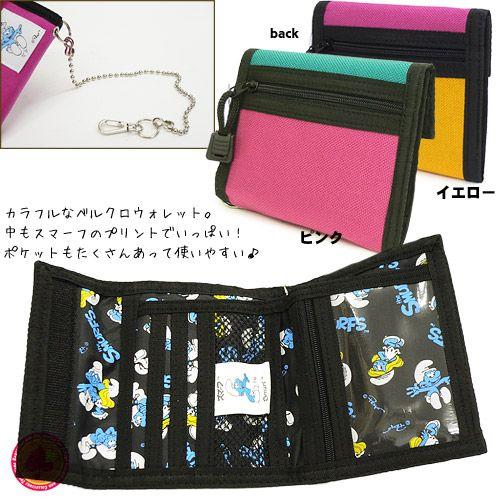 ハンドメイド　長財布　スマーフ コーデュラ ベルクロウォレット/スマーフ/The Smurfs 財布