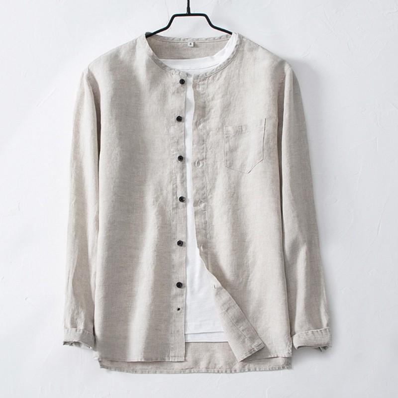 シャツ メンズ リネンシャツ 長袖 麻 リネン トップス ブラウス 前開き 丸首 無地 夏 通勤 普段使い ナチュラル カジュアルシャツ メンズファッション Mscx Buymalljp 通販 Yahoo ショッピング
