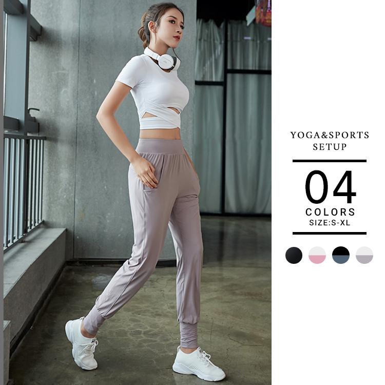 スポーツウェア レディース セット Milanda ヨガウェア セット 体型カバー ブランド レディース Tシャツ パンツ 吸水速乾 ダンス ズンバ マルチセットアップc Sw Set Buysense 通販 Yahoo ショッピング
